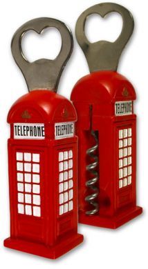 Telephone box bottle opener