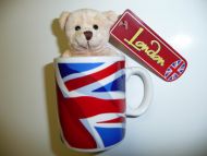 Mini union jack mug containing teddy